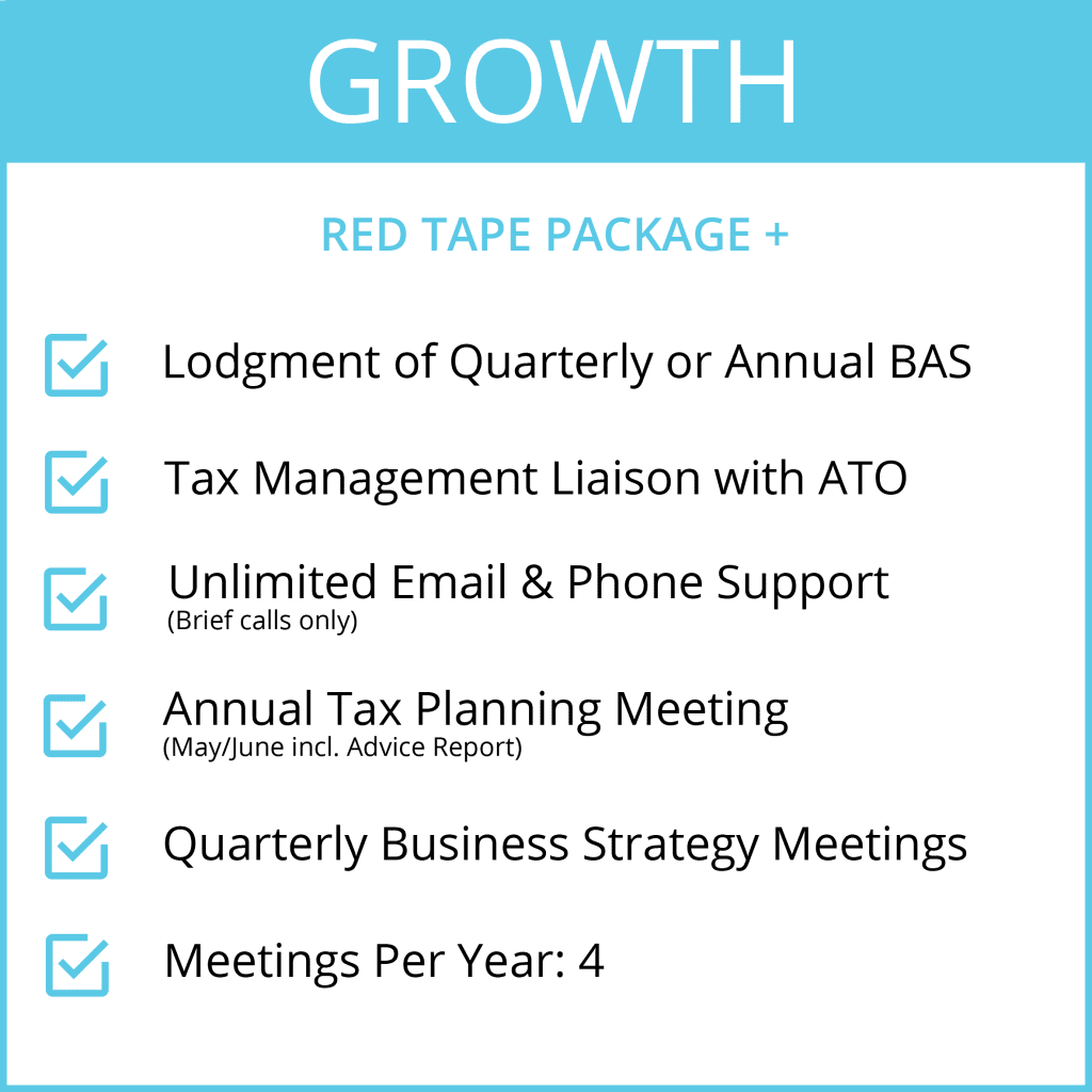 Growth package fixed fee accounting inclusions table